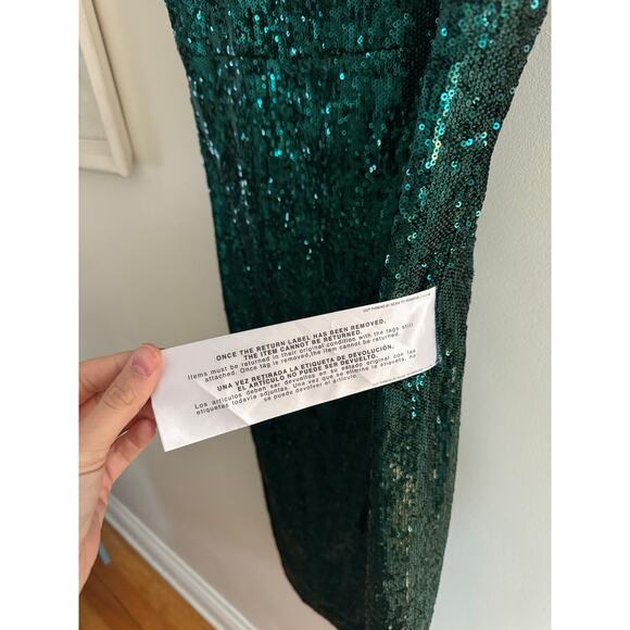 DRESS THE POPULATION Sloane Green Sequin Midi Dress Size Large - Picture 5 of 8